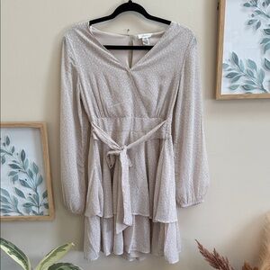 Chic Light Pink Cheetah Print Dress with Tie Waist